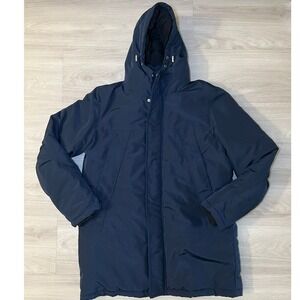 Primark Men's Navy Blue Hooded Parka Jacket Medium Shower Resistant Thermal